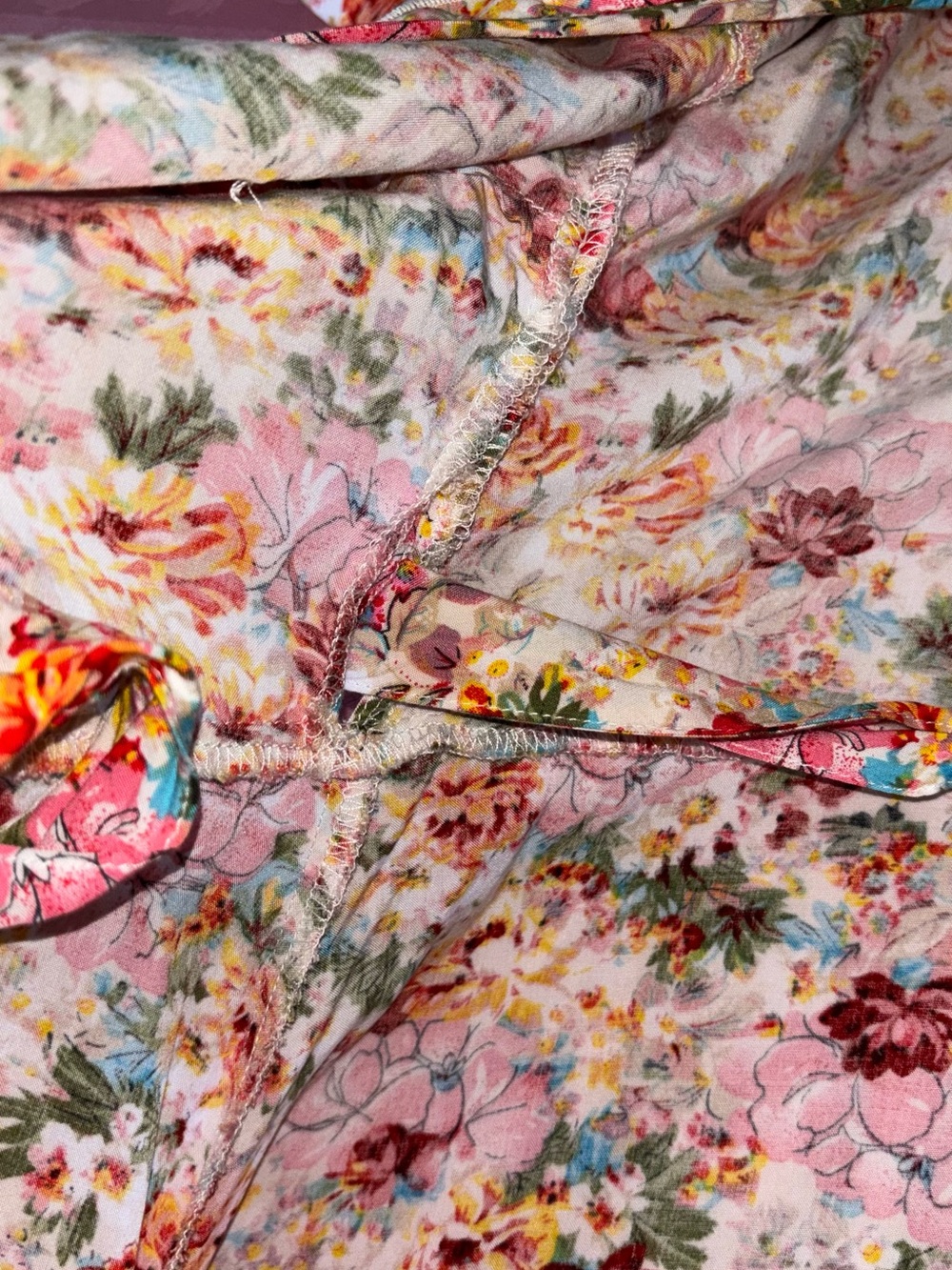ESQUALO Floral Wrap Maxi Dress in Pink/Red/Green/Yellow/Orange 100% Linen - Picture 5 of 8